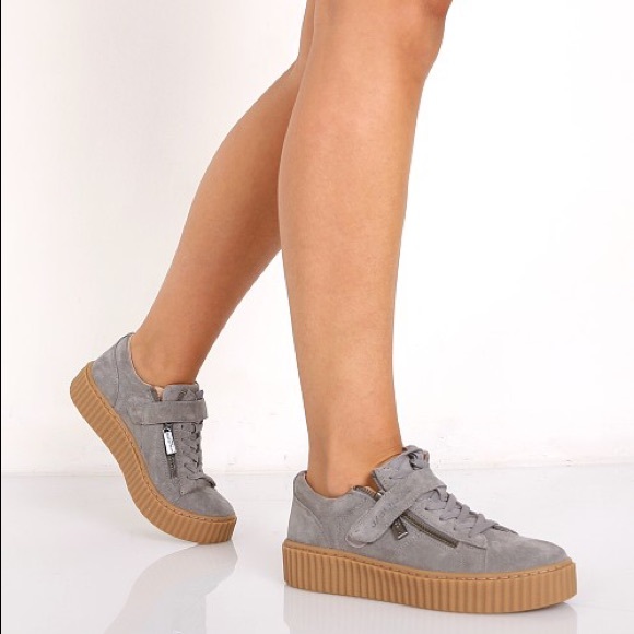 Gray Suede Platform Creepers / Sneakers - Picture 8 of 8